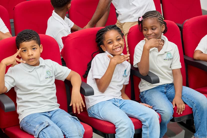 Students at the school auditorium