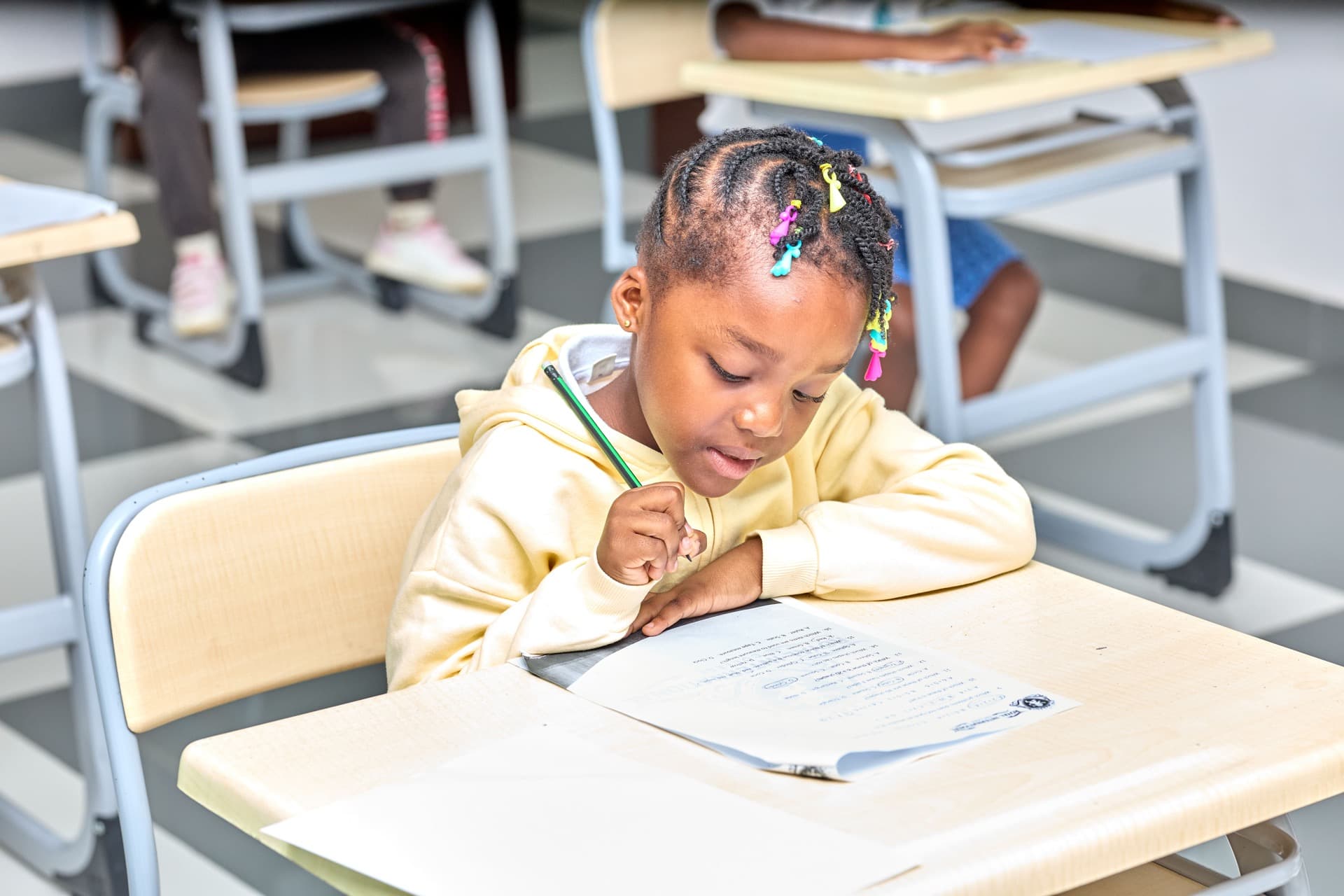 Students participating in a science fair