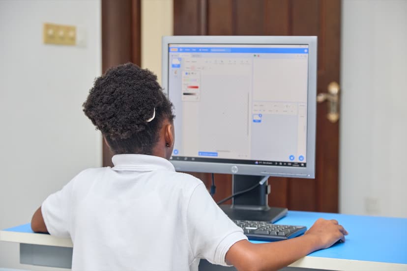 Student working a graphic design project