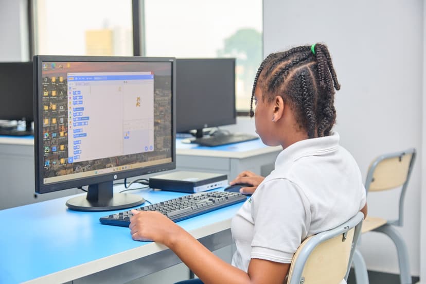 Student working on a computer game